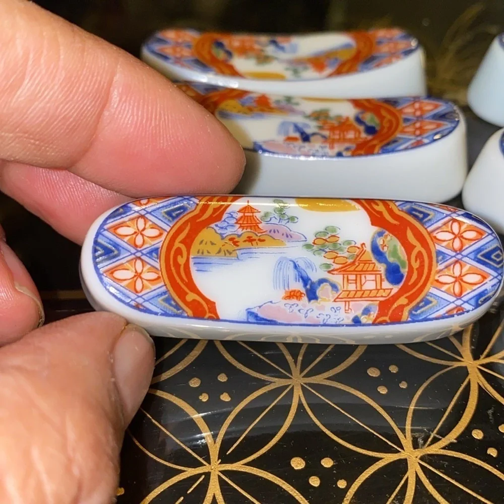 Vintage Imari Japan Chopstick holders set of 6